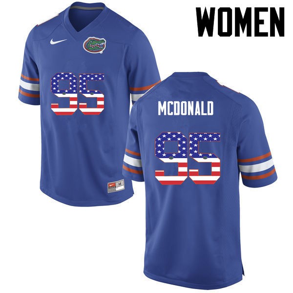 Florida Gators Women #95 Ray McDonald College Football USA Flag Fashion Blue
